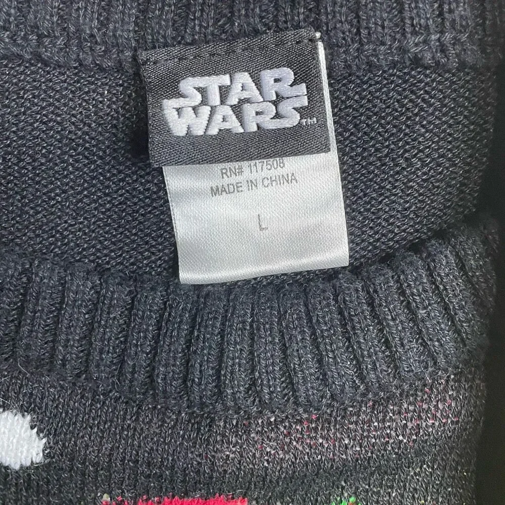 Star Wars Sweater Mens Large Darth Vader Ugly Christmas Holiday Lightsabers